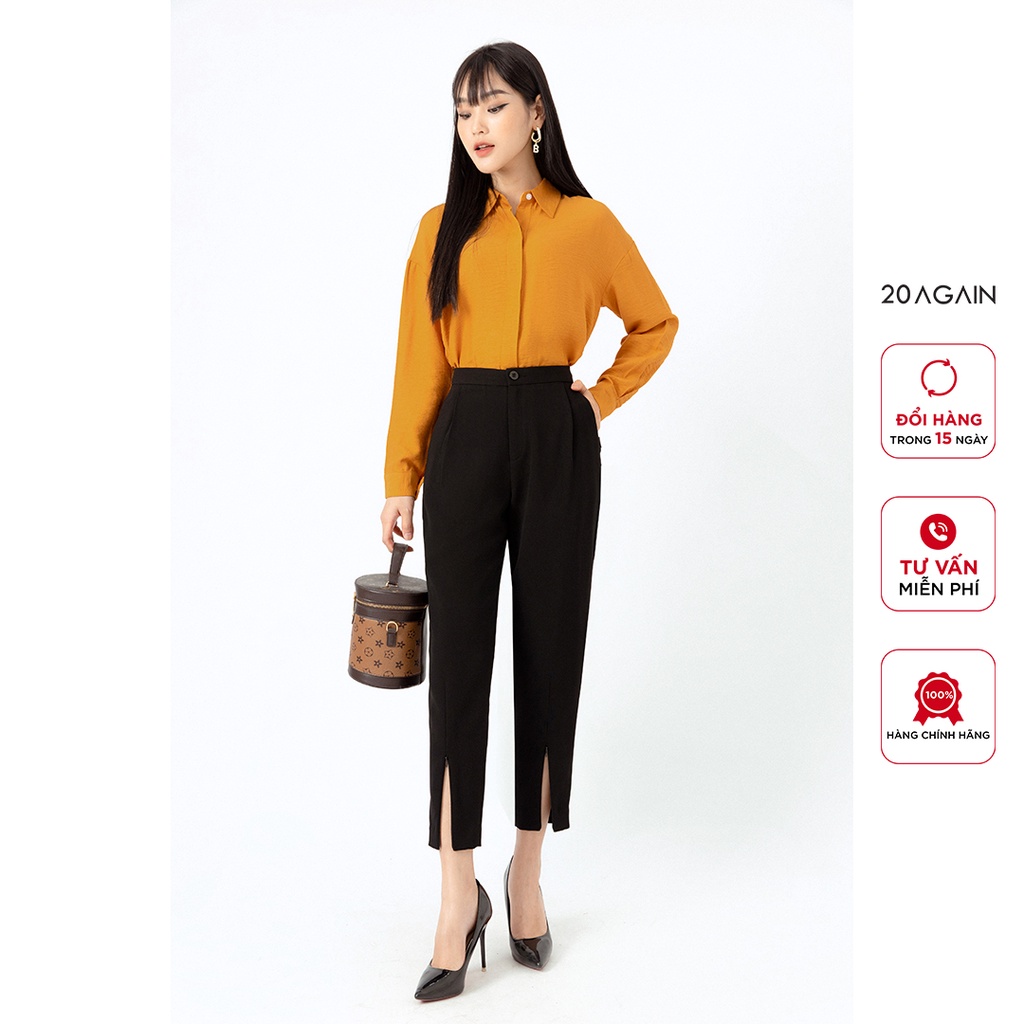 Áo sơ mi nữ dài tay cổ đức 20AGAIN, thiết kế công sở thanh lịch ASA1473