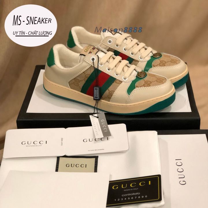 Giày Gucci sơn tùng,  Giày thể thao GG 3 vạch hàng cao cấp da thật full size 36-43 | BigBuy360 - bigbuy360.vn