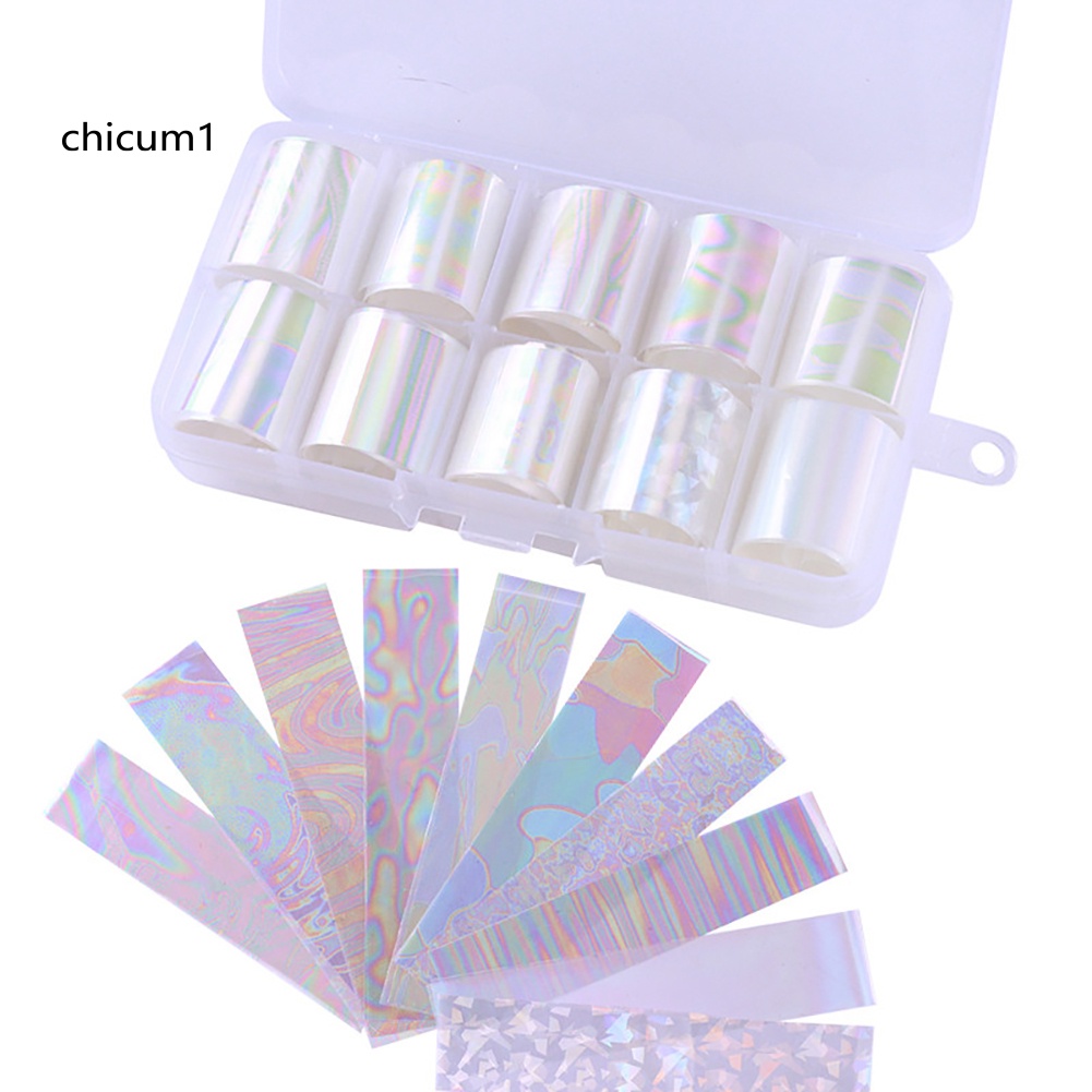 [Hàng mới về] Set 10 cuộn giấy foil dán móng nghệ thuật