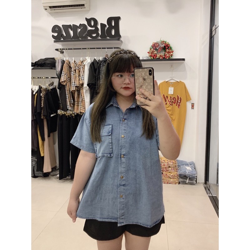 [Mã FAGREEN245 giảm 10% tối đa 30K đơn 99k] Áo Sơ Mi Jean Maii Thươngg Bigsize