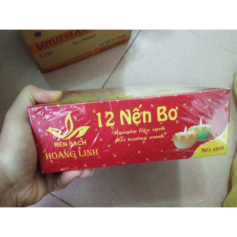 Cháy 7 tiếng - hộp 12 cốc nến bơ nhựa thân thiện môi trường