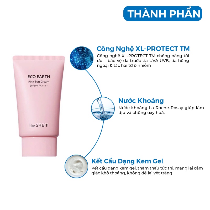 Kem chống nắng nâng tone TheSeams Eco Earth Power Hàn Quốc SPF 50+ PA+++ [ Cam Kết Chính Hãng Hàn Quốc]