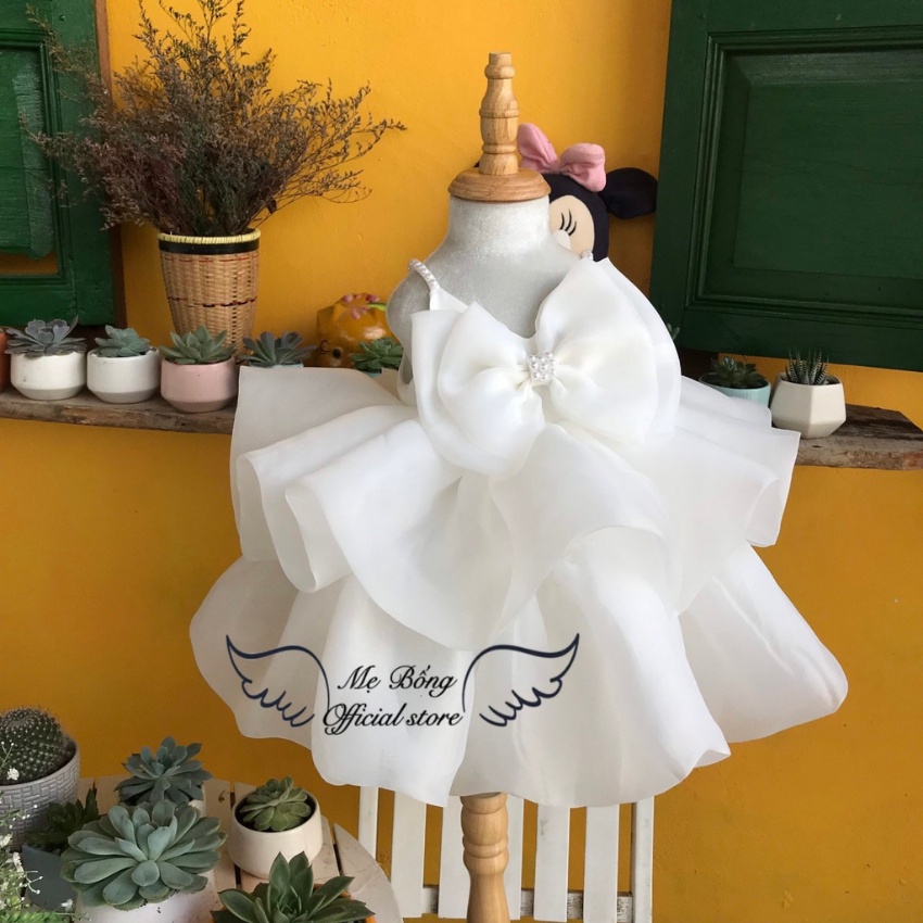 Váy công chúa cao cấp nơ bụng dây cườm-Đầm công chúa-Thời trang cho bé-Váy thiết kế-Đầm thiết kế-Mẹ BốngPrincess dress