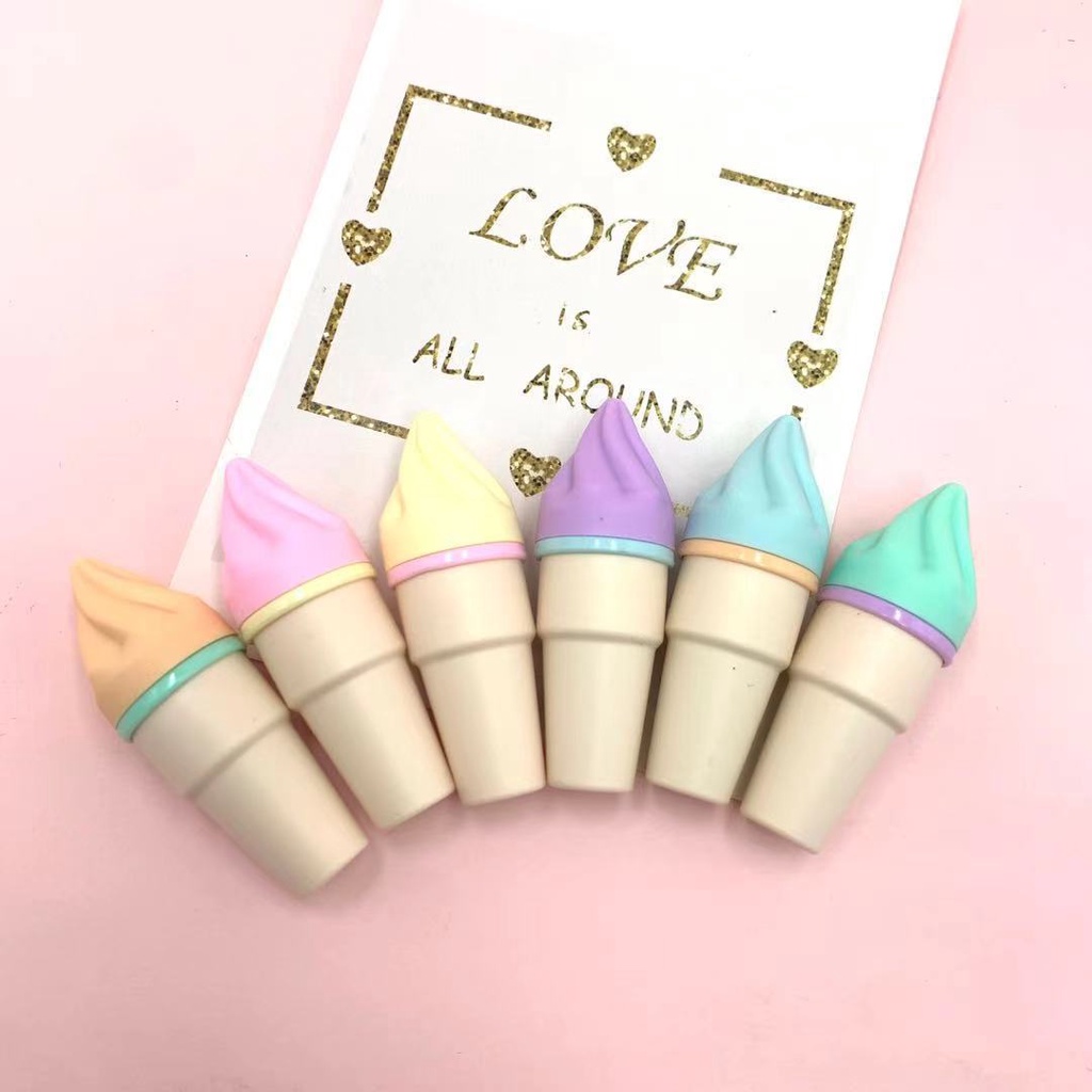 Set 6 Bút Dạ Quang Mini Hình Kem Ốc Quế Dễ Thương