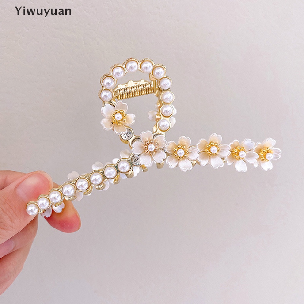 &lt; Yiwuyuan &gt; Kẹp Tóc Càng Cua Đính Hoa Ngọc Trai Phụ Kiện Thời Trang Cho Nữ Đang Giảm Giá