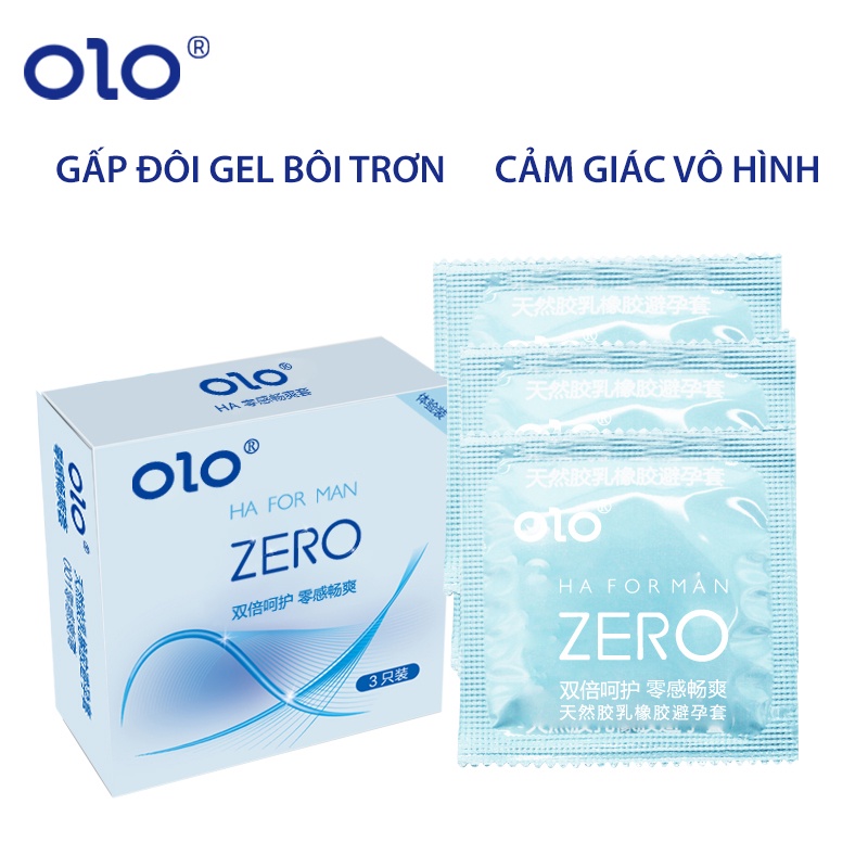 Bao cao su Olo 0.01 ZERO HA FOR MAN chính hãng, BCS siêu mỏng, cảm giác chân thật Hộp 3 10pcs Olo Official Store