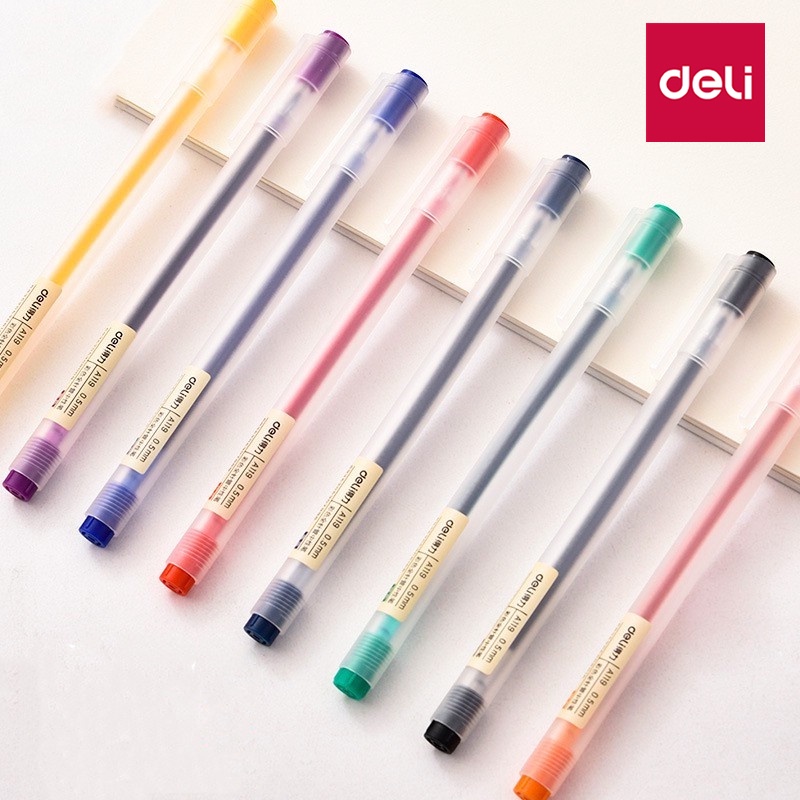 Bút Bi Gel 0.5mm 8 Màu Đen/Xanh Dương/Đen