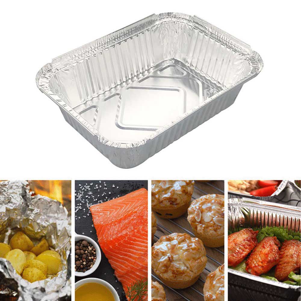 YIYU Set 50 Khay giấy bạc nướng hứng mỡ cho tiệc BBQ dùng 1 lần có thể tái chế