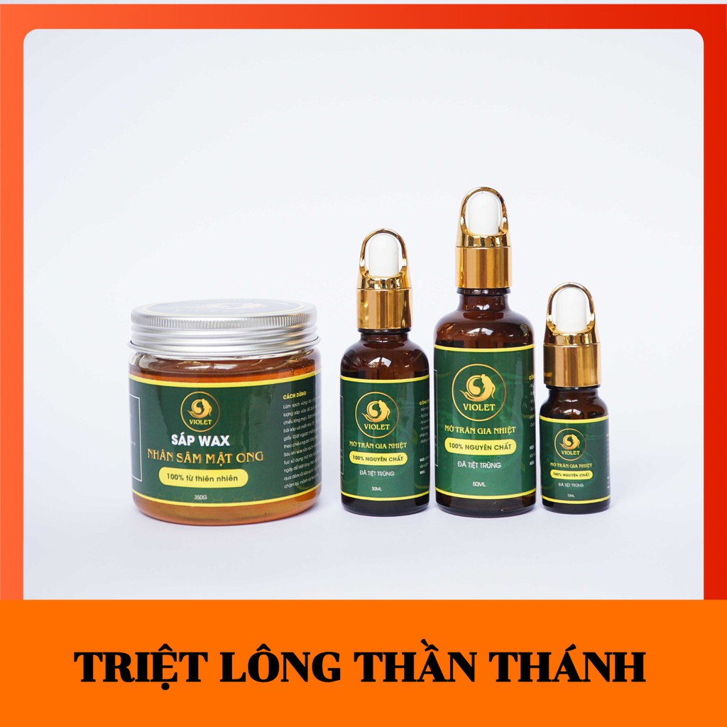 Bộ combo wax lông và mỡ trăn VIOLET - Triệt lông nách/ Triệt lông chân tay/ Tẩy lông vùng kín