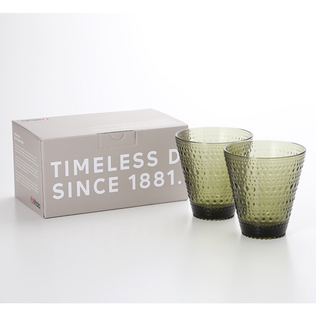 Bộ 2 cốc thủy tinh Kastehelmi Iittala Màu Xanh rêu 300ml