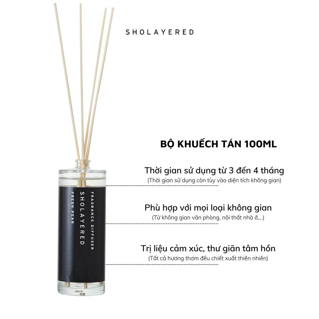 Bộ Khuếch Tán Tinh Dầu tán hương thơm xông phòng Chính hãng Nhật Bản Sholayered 100ml