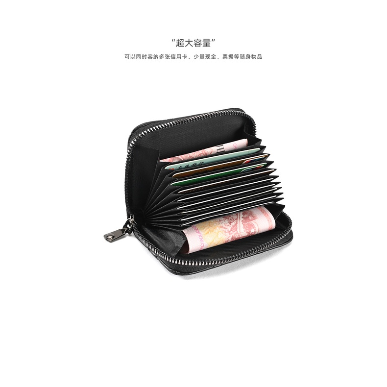 Chủ thẻ dành cho nữ Nhiều khe cắm thẻ Thời trang Dây kéo Ví đựng tiền xu Ví đựng thẻ màu đen Túi nội tạng