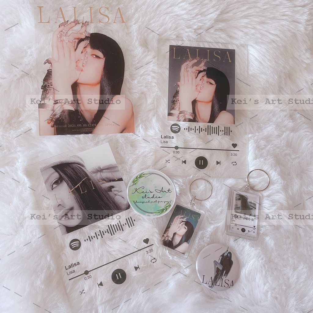 LALISA - Bộ quà tặng khung spotify, khung ảnh, photocard, sticker hologram, móc khóa, huy hiệu, popsocket, griptok lisa