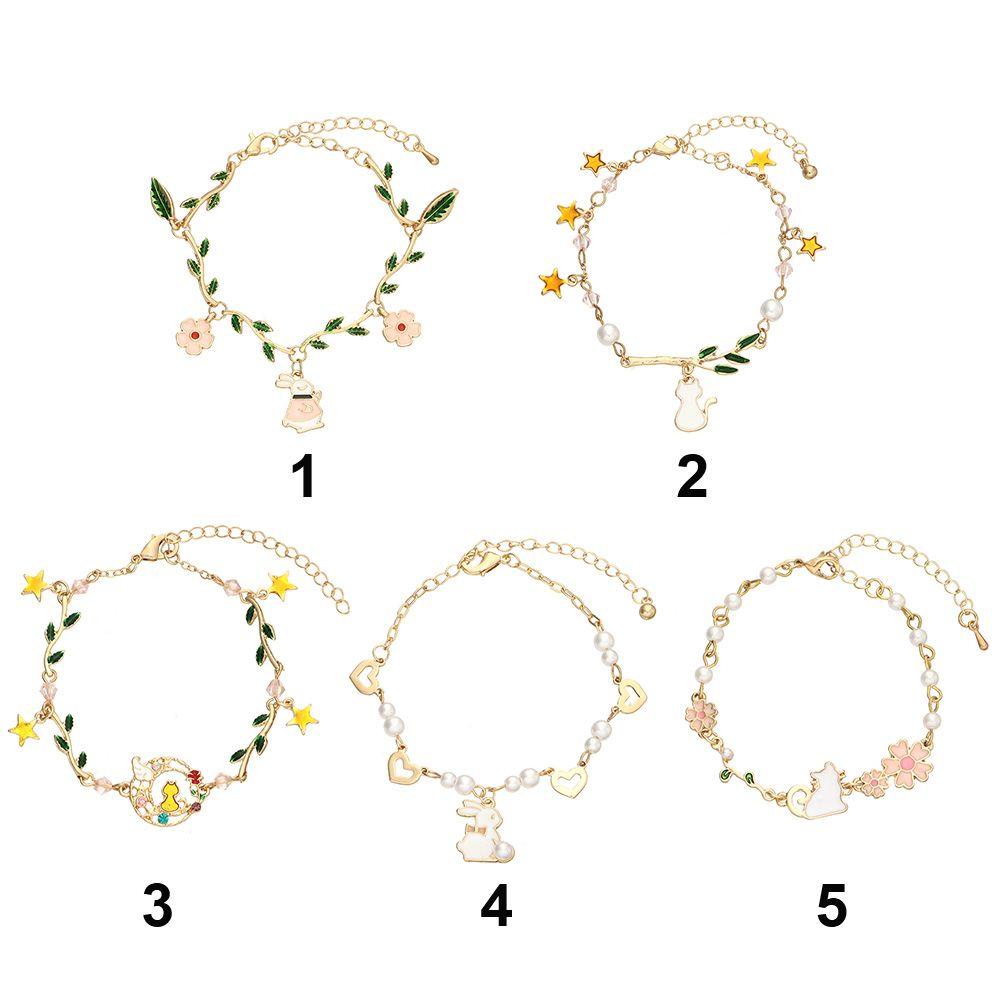 MAG Vòng Tay Charm Hình Mèo Và Hoa Lá Dễ Thương