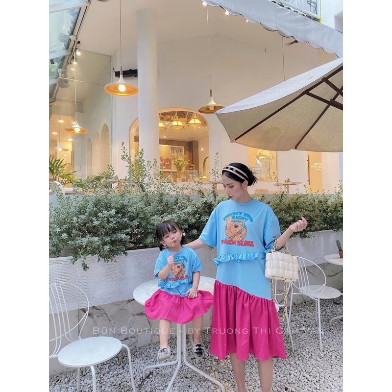 VNU200 - VÁY ĐÔI SUÔNG GẤU PHỐI MÀU CHO MẸ VÀ BÉ | BigBuy360 - bigbuy360.vn