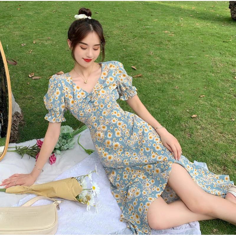 (order) váy hoa nhí xẻ