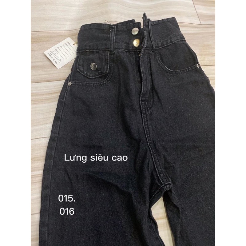 Quần baggy jeans 2 cúc nắp túi cạp cao chất dày dặn có size