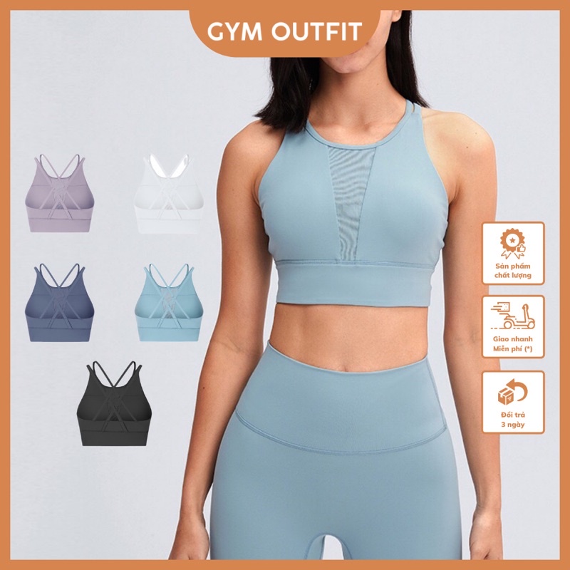 Áo Bra Tập Gym Yoga Cao Cấp Có Sẵn Mút Lót - High Neck Energy Bra With Lace Lululemon