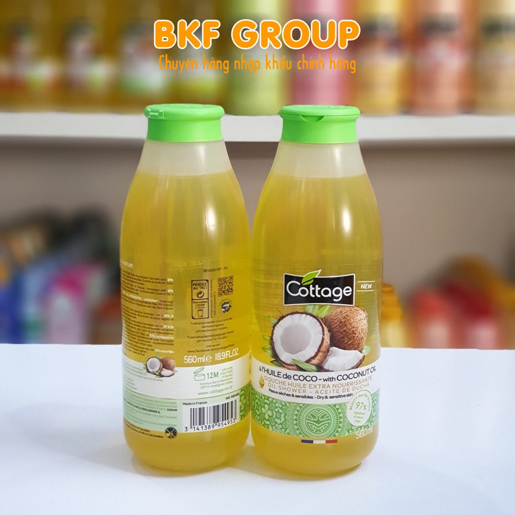 Cottage Dừa Extra - Sữa tắm dưỡng da - Nhập Pháp - 560ml