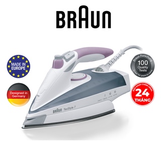 Bàn ủi hơi nước cao cấp braun ts755a sản xuất 100% tại châu âu mặt đế eloxal chống trầy,công suất 2400w, hốc chứ