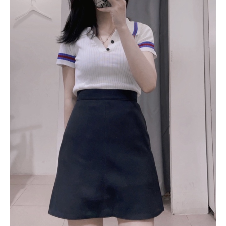 Áo pha kẻ vạch tay