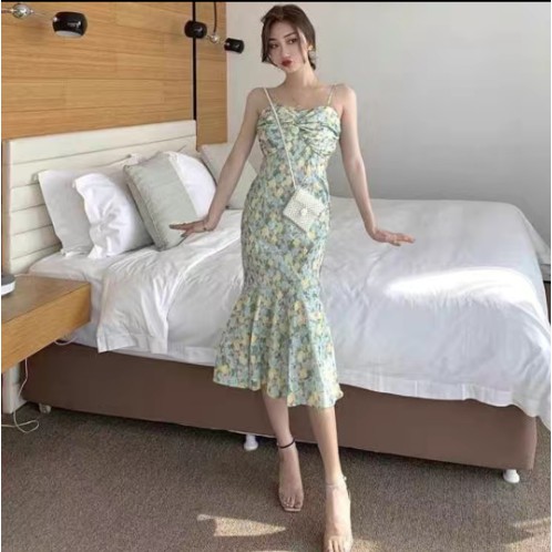Đầm Nữ 2 Dây Kiểu Đuôi Cá Họa Tiết Hoa Xinh Xắn | BigBuy360 - bigbuy360.vn