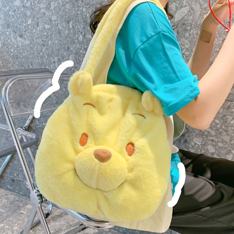 Túi Tote Đeo Vai Hình Gấu Bông Màu Vàng Hoạt Hình Dễ Thương Cho Bạn Gái