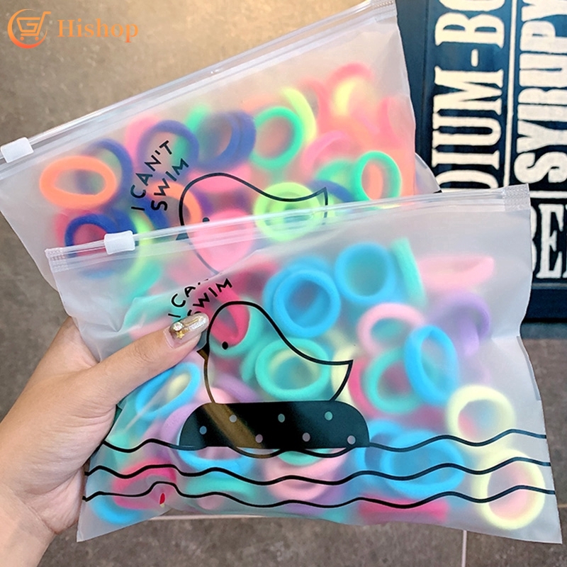 Set 28/50/100 Dây Buộc Tóc Hishop Co Giãn Nhiều Màu Thời Trang Cho Nữ