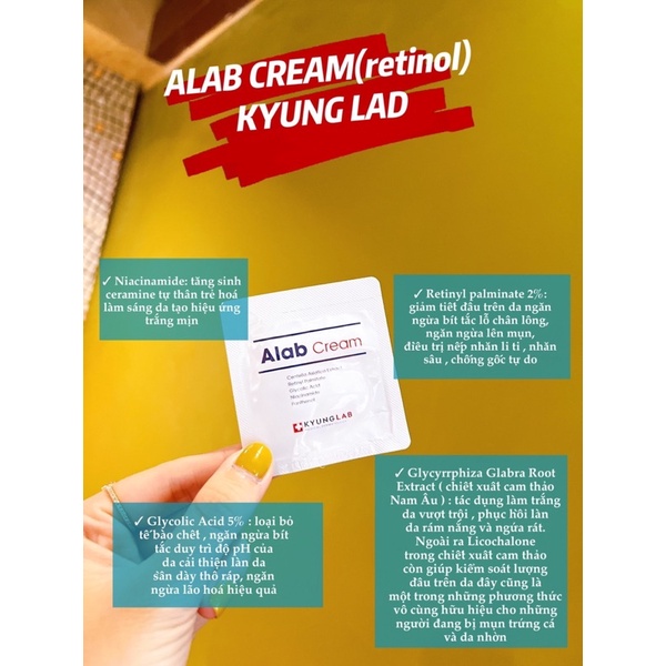 Kem dưỡng Retinol Alab Cream Kyung Lab 30ml thế hệ mới phục hồi dưỡng trắng da ngừa mụn,chống lão hóa xóa thâm nám-Shina