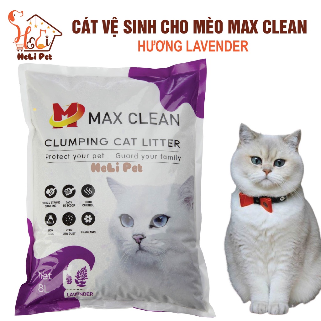 Cát Vệ Sinh Cho Mèo Max Clean 4Kg Vón Cực Nhanh, Rất Ít Bụi Dùng Cho Máy Vệ Sinh và Khay Vệ Sinh