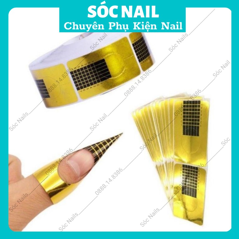 Cuộn 100 miếng Form Giấy Đắp Bột, Đắp Gel, Nối Móng