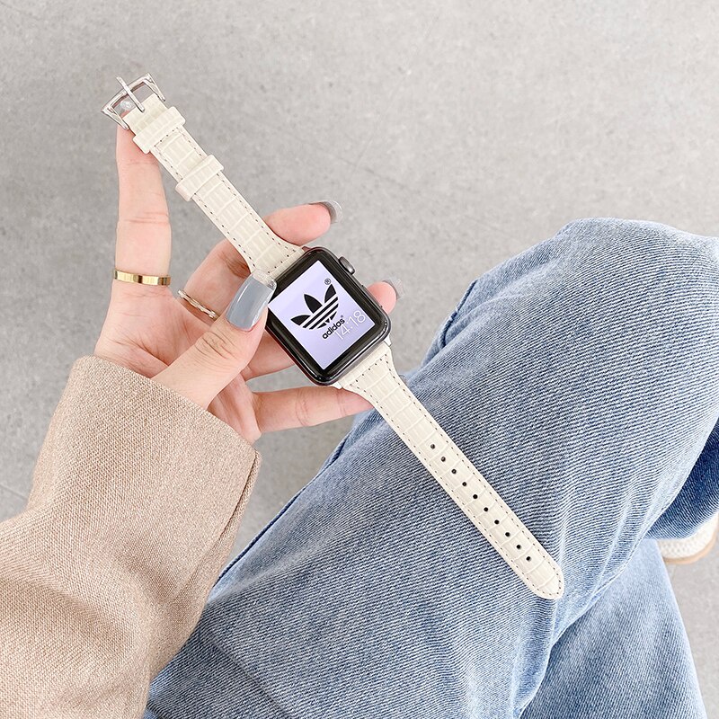 Dây đeo bằng da họa tiết da cá sấu cho đồng hồ thông minh Apple Watch 44mm 41mm 45mm 42mm 40mm 38mm 7 5 4 3 se 6