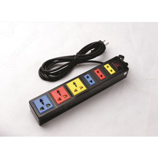 Ổ cắm Vinakip 6 ngả đa năng liền dây OC41, OC42, OC43 nhíp đồng, dây dài 2.5 - 5m, có đèn báo, công tắc - Cao Minh Shop