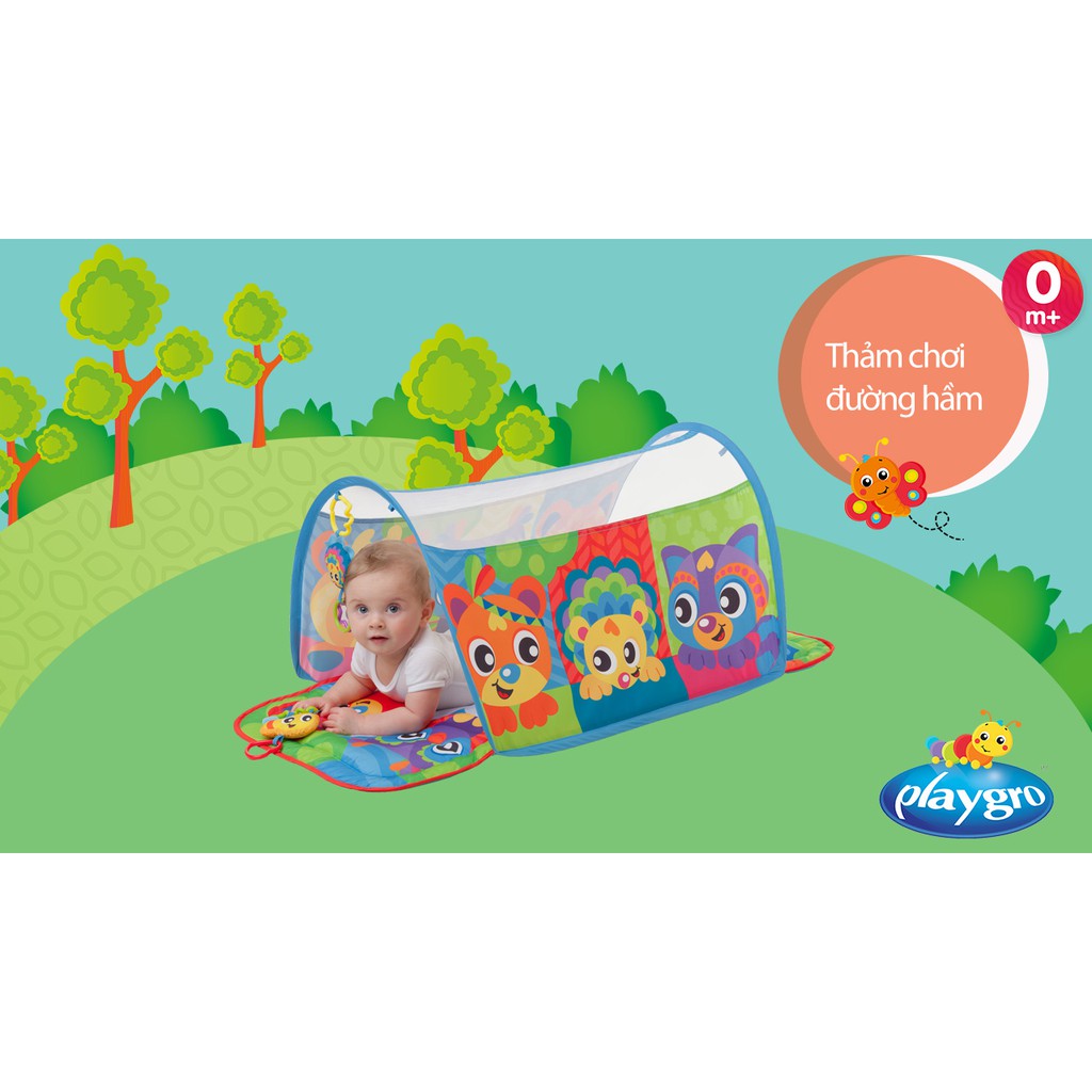 Thảm chơi đường hầm Playgro Honey Bee Bear Activity Tunnel Gym, cho bé sơ sinh đến 24 tháng