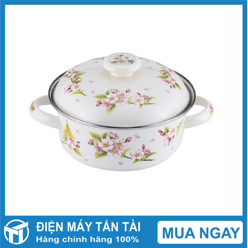 Nồi tráng men FUJIHORO 25cm, 4.0L,(Hoa Hà Lan) SYM-32, Sử dụng bếp từ. Làm từ thép Nippon nguyên khối cao cấp có độ bền