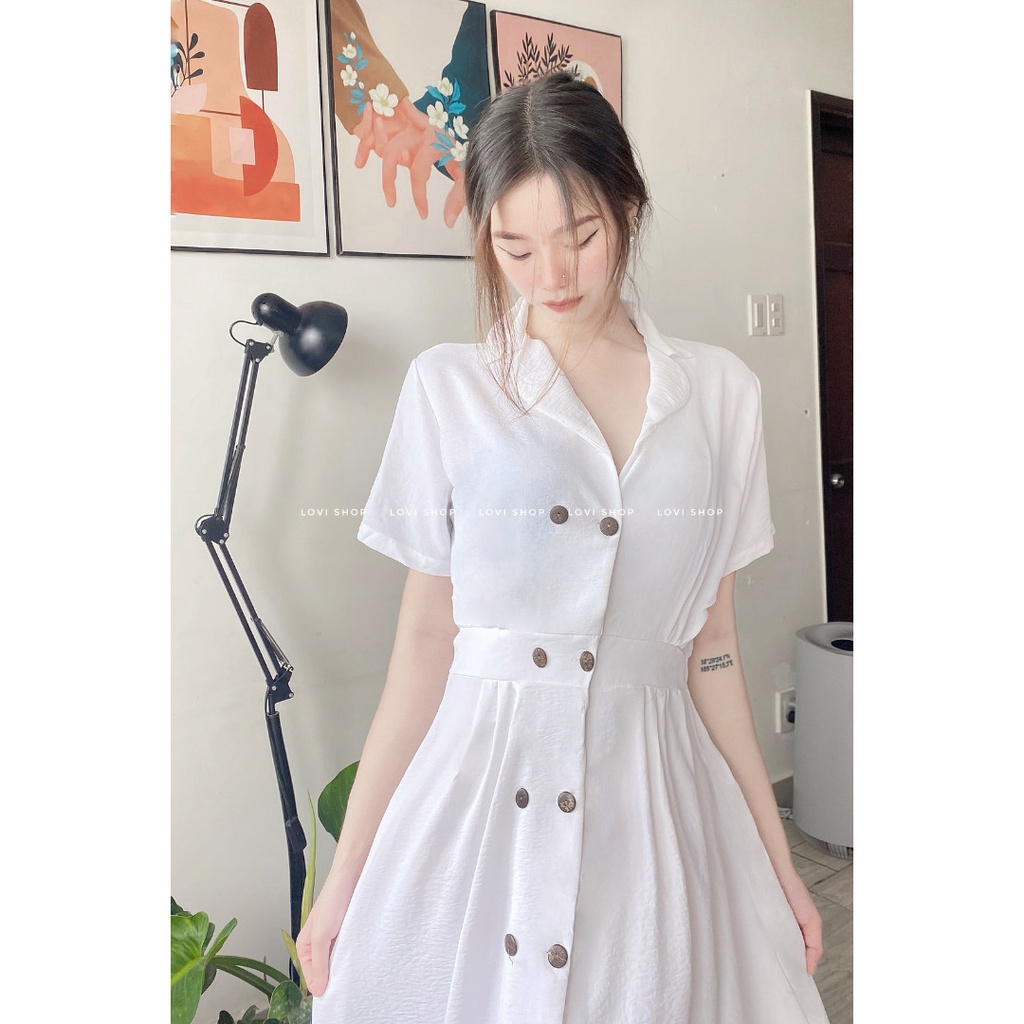 Maxi nút gỗ cổ vest Lovi