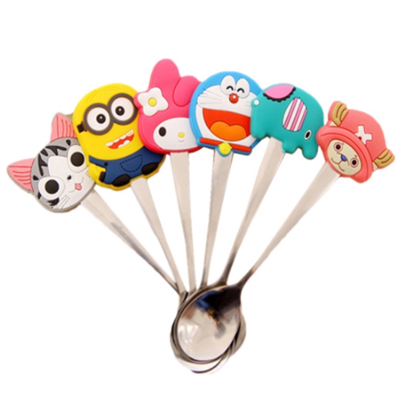 Cartoon Handle Spoons Kids Stainless Steel Ice Cream Coffee Tea Soup Spoon