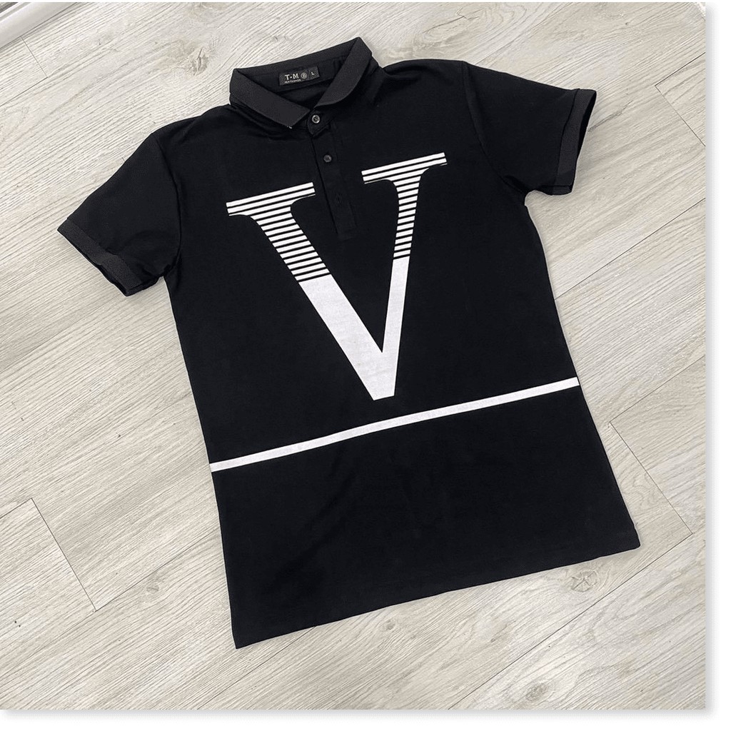 Áo Thun Nam In Thêu Tay Ngắn Cổ Bẻ Hàng Đẹp HP