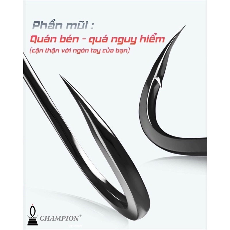 Lưỡi câu Quán Quân Đen dáng vênh săn hàng