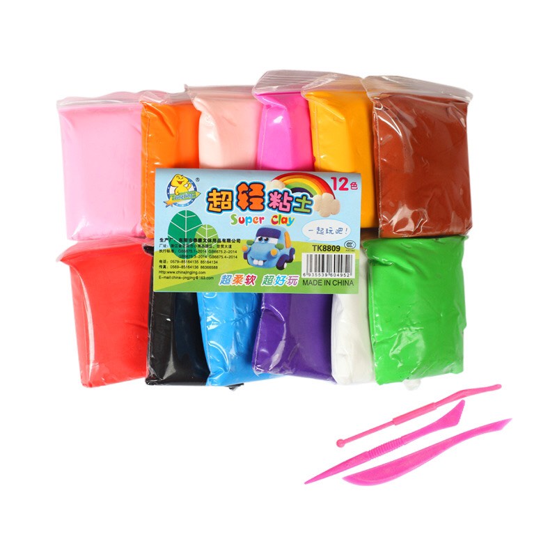 [Tặng 3 dụng cụ cắt tỉa] Đất sét Soft Clay tự khô siêu nhẹ tạo hình thủ công màu sắc Neon - gói 12/24/36 màu - Smart Bab