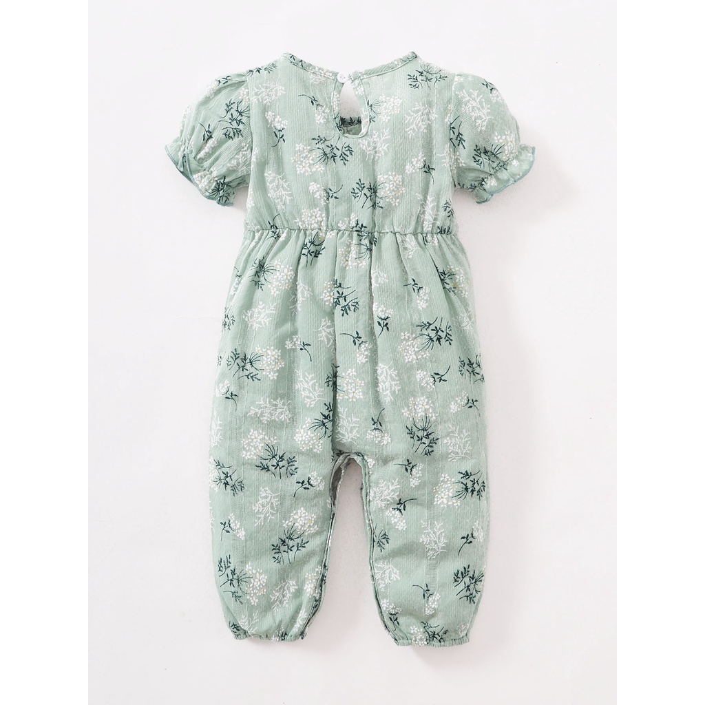 Áo liền quần MIKRDOO ngắn tay in hoa dễ thương cho bé gái sơ sinh