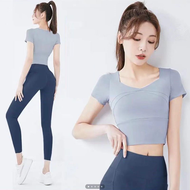 Áo tập gym, yoga, Aerobic nữ croptop có mút đệm ngực, ôm body tôn vòng ngực