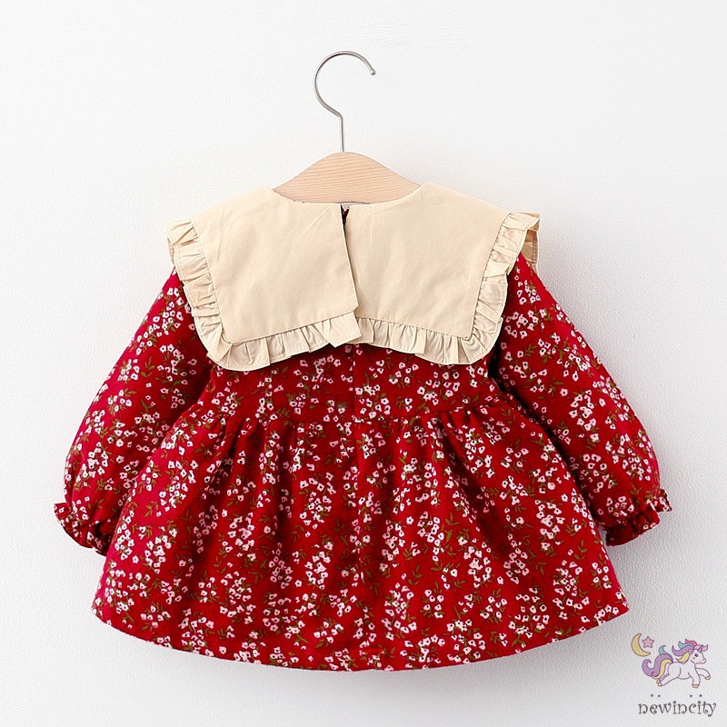 Đầm Dài Tay In Hoa Cho Bé Gái