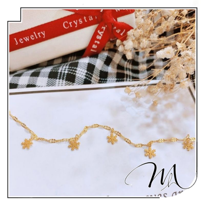 Lắc chân nữ Titan không gỉ dây trúc hoa tuyết rơi - Măng's House LC56