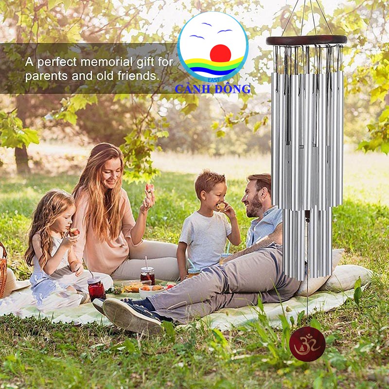 Chuông gió 18 thanh khắc hình chữ Om may mắn bình an