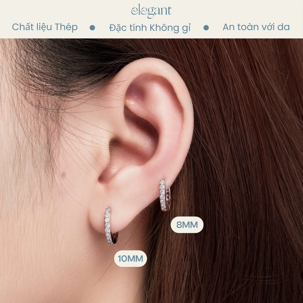 Khuyên tai vòng đá Crystal Hoop Elegant (Giá 1 chiếc)