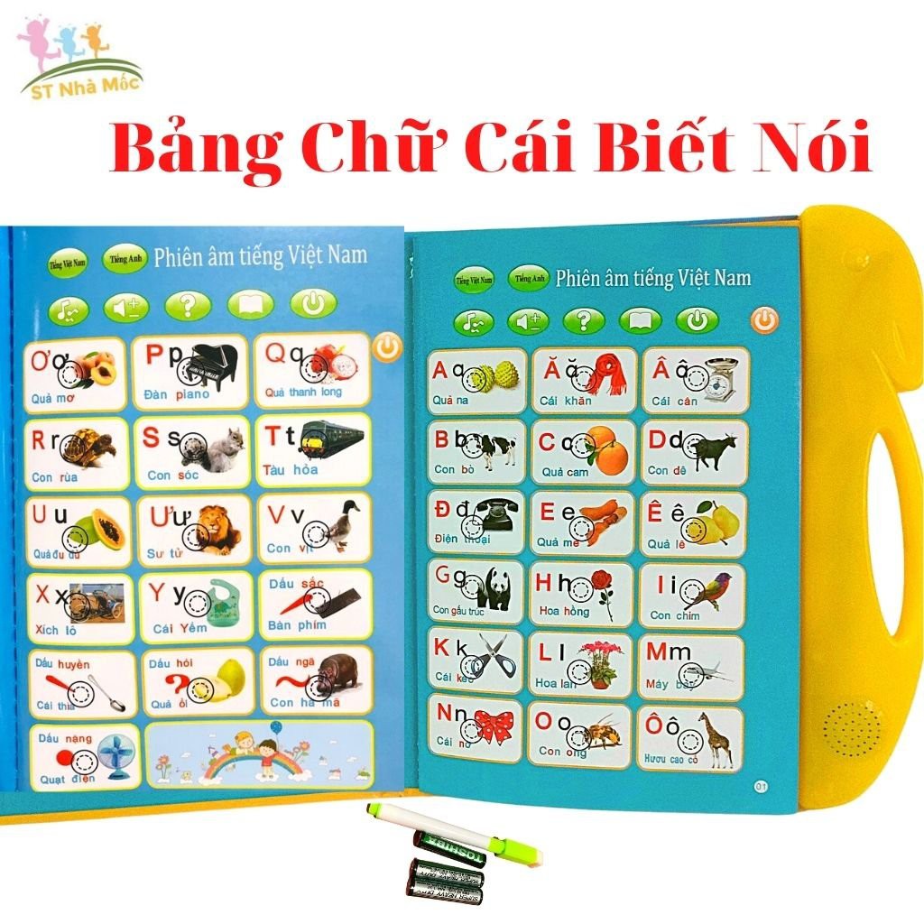Đồ Chơi Giáo Dục Thông Minh Sách Song Ngữ Điện Tử Anh Việt Biết Nói Cho Bé Tặng Bút,Tặng Bảng Xóa - Shop Mẹ Mốc ,SĐTBX