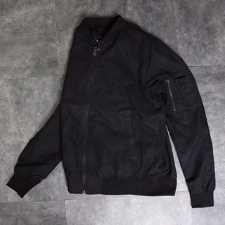 Áo khoác bomber da lộn Bershka siêu chất