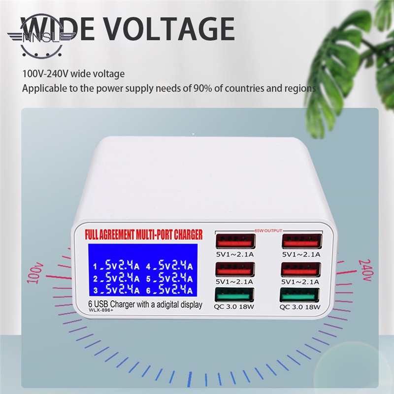 Bộ Sạc Nhanh Qc3.0 Usb 6 Cổng Màn Hình Lcd Kỹ Thuật Số Cho Điện Thoại / Máy Tính Bảng | BigBuy360 - bigbuy360.vn