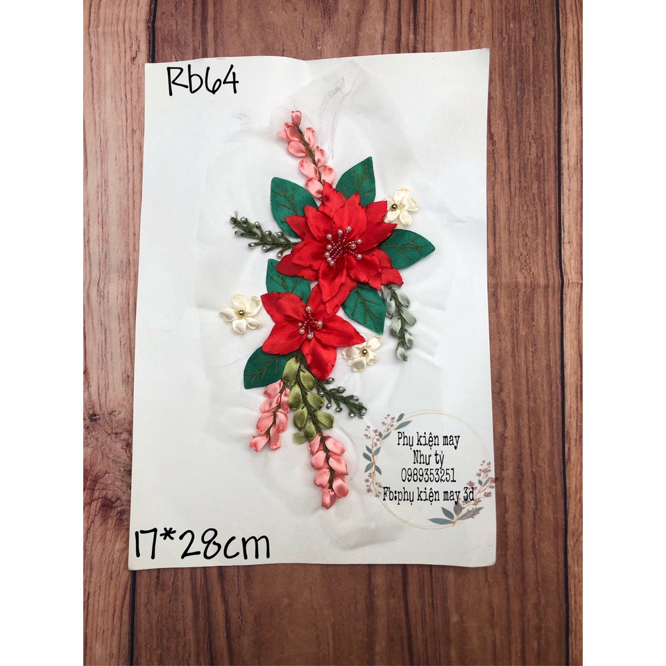 Hoa ruy băng 2 hoa xinh xắn 28cm